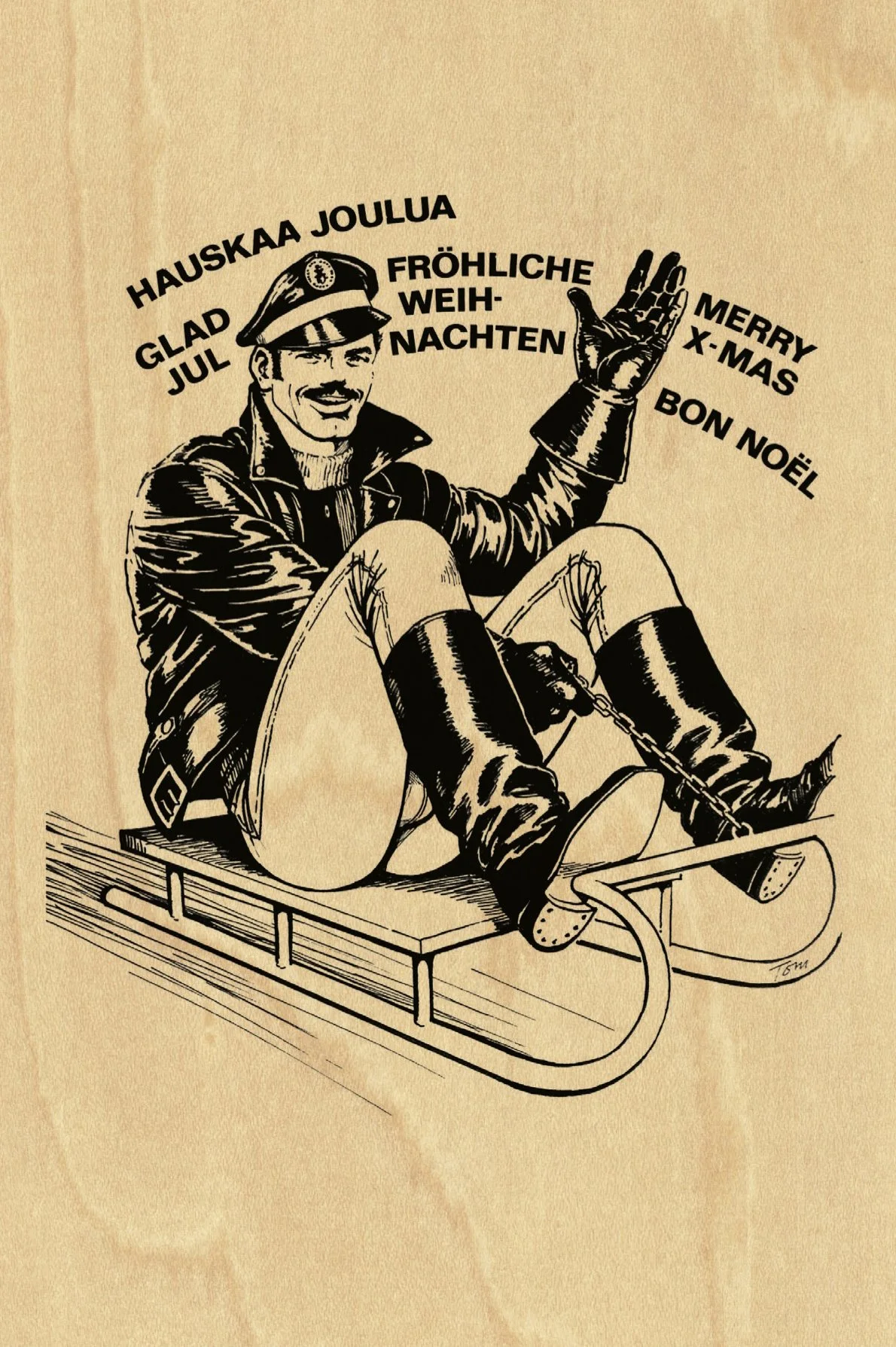 Tom of Finland Wooden Christmas Postcars — Gay Greeting Cards by